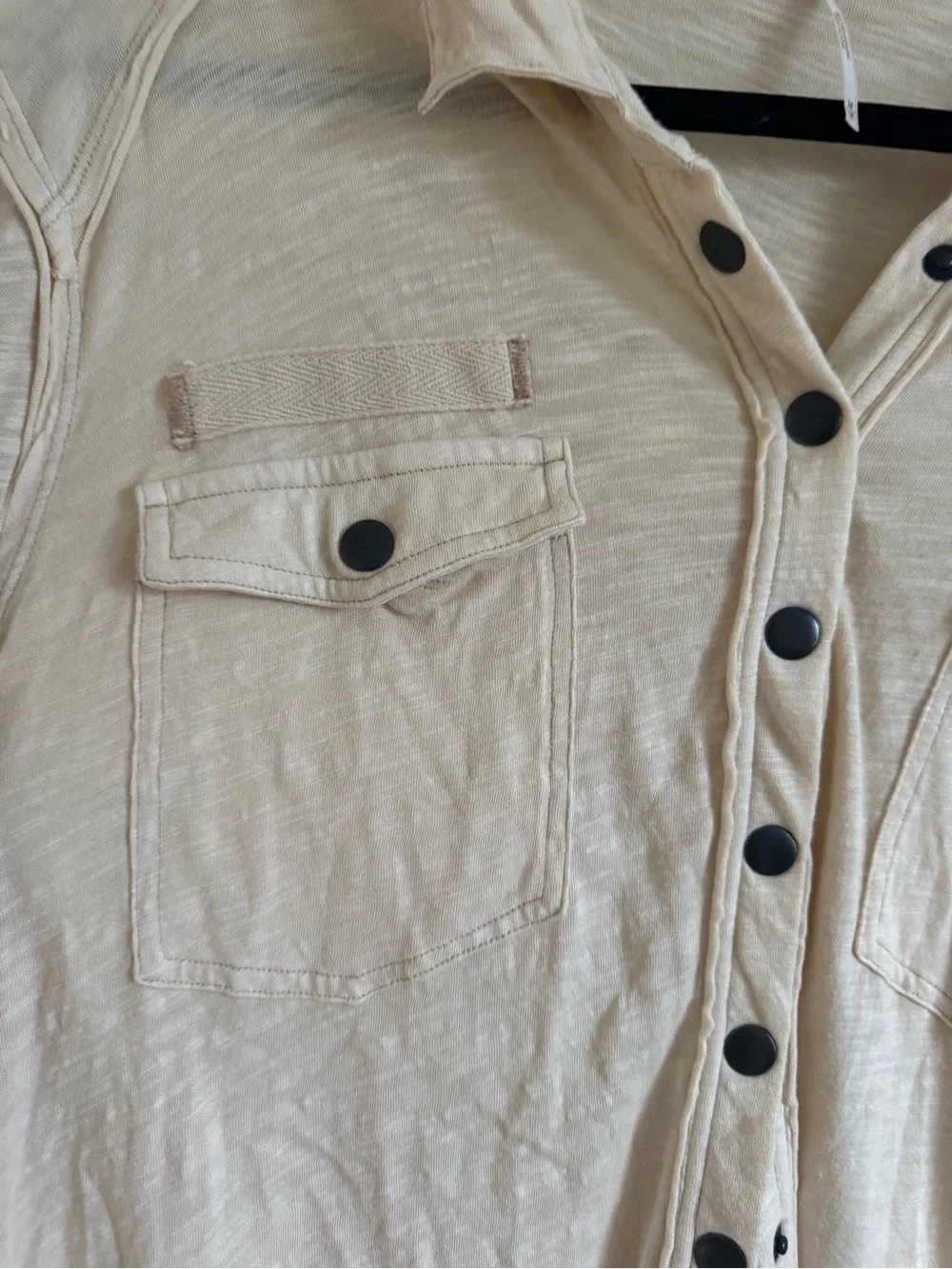 Free People Cream Button-Front Long Sleeve Shirt